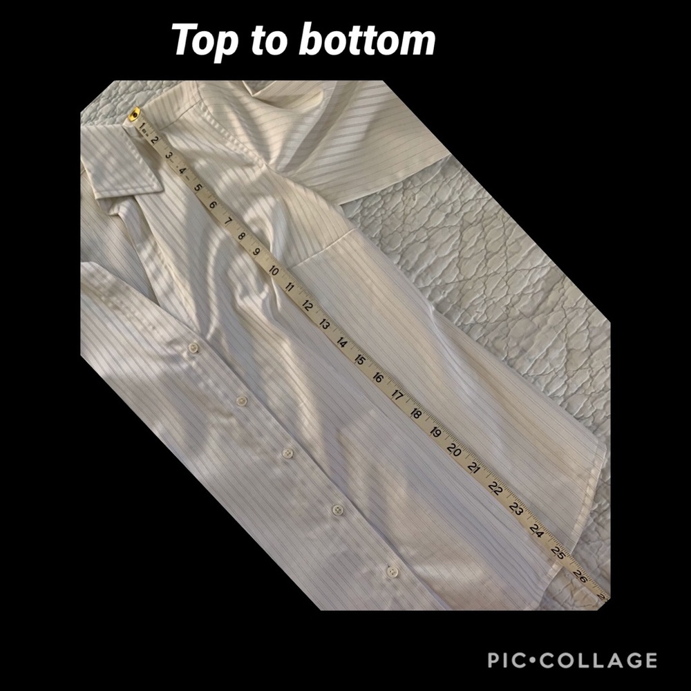 White Striped Ann Taylor blouse, white on white, 8 - Picture 4 of 5